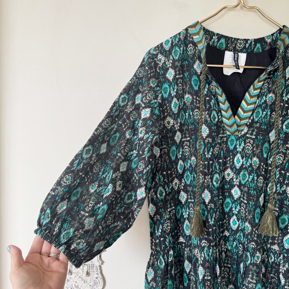 NWOT Miraclesuit Beach Dress Cover Up Bijoux Black and Teal Aztec S - Picture 6 of 13